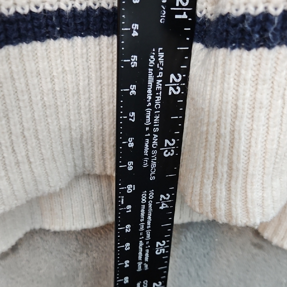 Madewell Women's Med Cream and Black Striped Sweater Crew - Picture 4 of 8